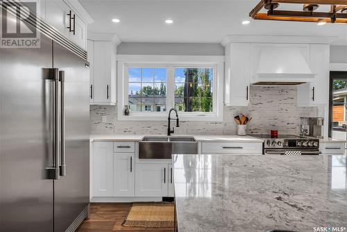 150 Batoche Crescent, Saskatoon, SK - Indoor Photo Showing Kitchen With Stainless Steel Kitchen With Double Sink With Upgraded Kitchen