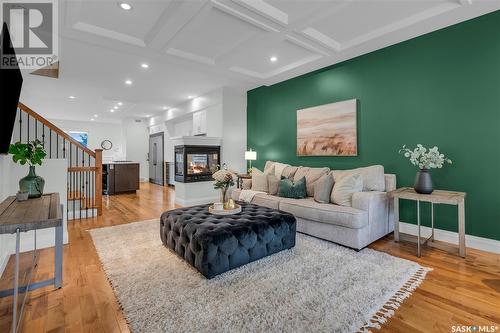 1318 15Th Street E, Saskatoon, SK - Indoor Photo Showing Living Room With Fireplace