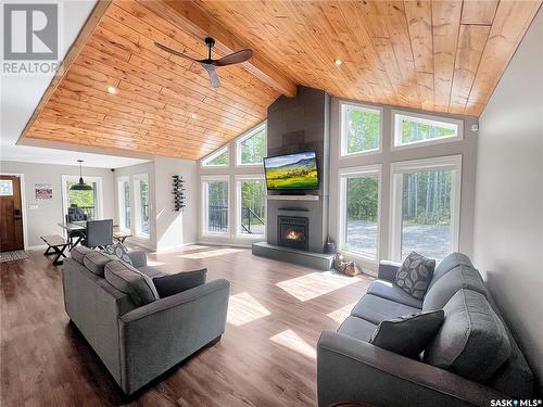 306 Meadow Ridge Drive, Candle Lake, SK - Indoor Photo Showing Living Room With Fireplace