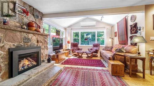 1 Park Street, South Bruce Peninsula, ON - Indoor Photo Showing Living Room With Fireplace