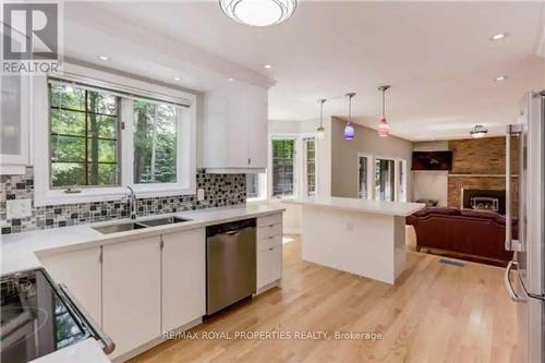 1705 Tiny Beaches Road S, Tiny, ON - Indoor Photo Showing Kitchen With Fireplace With Double Sink With Upgraded Kitchen