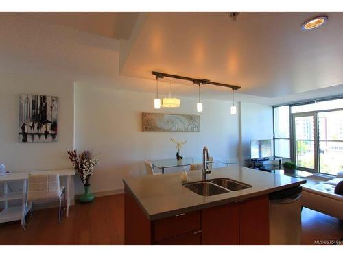 605-760 Johnson St, Victoria, BC - Indoor Photo Showing Kitchen With Double Sink