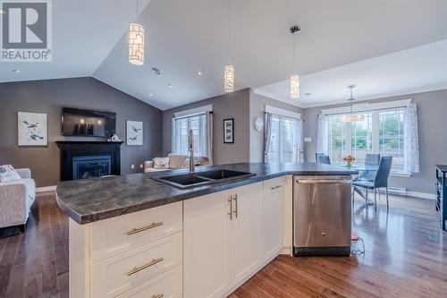 66 Spracklin Boulevard, Paradise, NL - Indoor Photo Showing Kitchen With Fireplace With Double Sink