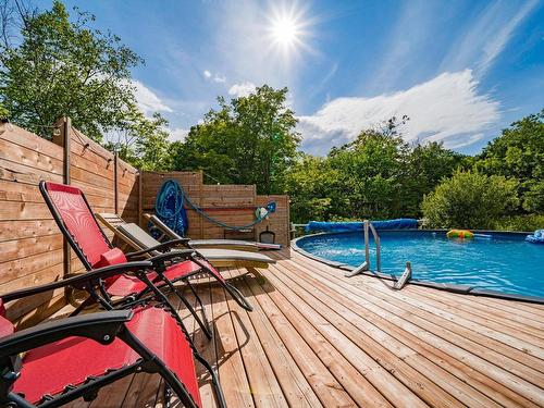 Patio - 250 Rue De La Station, Neuville, QC - Outdoor With Above Ground Pool