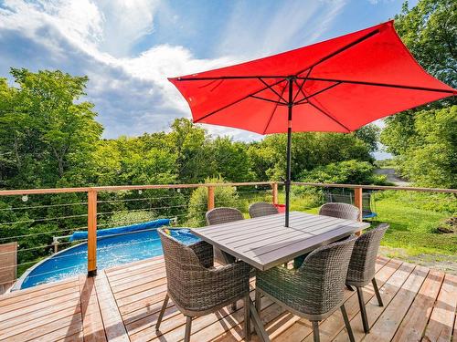 Patio - 250 Rue De La Station, Neuville, QC - Outdoor With Above Ground Pool With Deck Patio Veranda