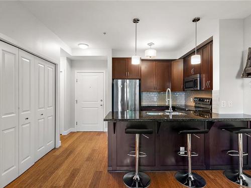 206-611 Goldstream Ave, Langford, BC - Indoor Photo Showing Kitchen With Stainless Steel Kitchen With Upgraded Kitchen