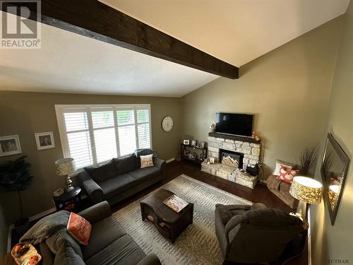 47 Harding Ave, Kirkland Lake, ON - Indoor Photo Showing Living Room With Fireplace