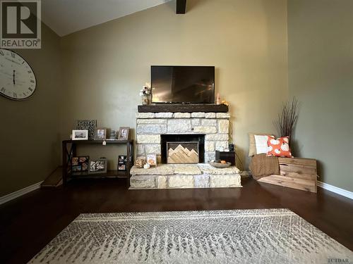 47 Harding Ave, Kirkland Lake, ON - Indoor Photo Showing Living Room With Fireplace