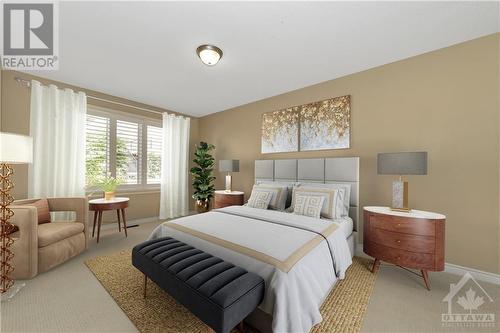 Primary bedroom virtually staged - does not include curtains or rods - 779 Fletcher Circle, Ottawa, ON - Indoor Photo Showing Bedroom