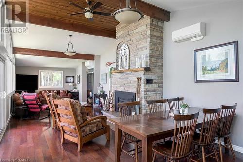 230 Wiles Lane, Eugenia, ON - Indoor Photo Showing Dining Room With Fireplace