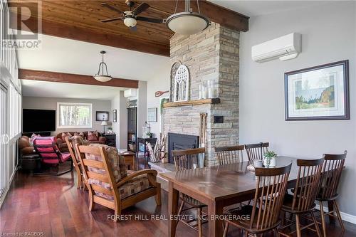 230 Wiles Lane, Grey Highlands, ON - Indoor Photo Showing Dining Room With Fireplace