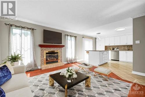 Virtually Staged - 51 Deerfox Drive, Ottawa, ON - Indoor Photo Showing Living Room With Fireplace