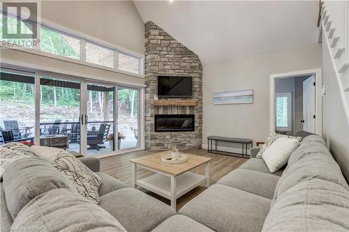 399 Mallory Beach Road, South Bruce Peninsula, ON - Indoor Photo Showing Living Room With Fireplace