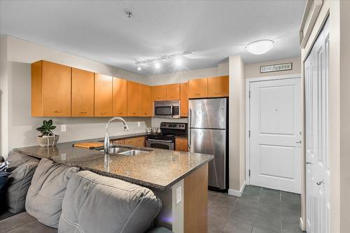 201-533 Yates Road, Kelowna, BC - Indoor Photo Showing Kitchen With Stainless Steel Kitchen With Double Sink