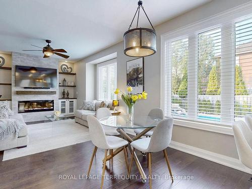 2187 Austin Crt, Burlington, ON - Indoor Photo Showing Dining Room With Fireplace