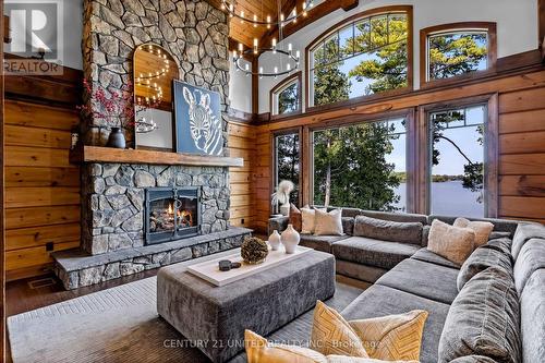 1738 Poplar Point Road, Smith-Ennismore-Lakefield, ON - Indoor Photo Showing Living Room With Fireplace