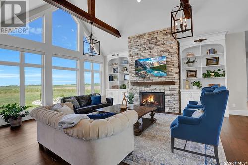 Chobanik Acreage, Lumsden Rm No. 189, SK - Indoor Photo Showing Living Room With Fireplace