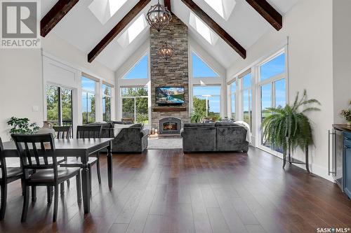 Chobanik Acreage, Lumsden Rm No. 189, SK - Indoor Photo Showing Living Room With Fireplace