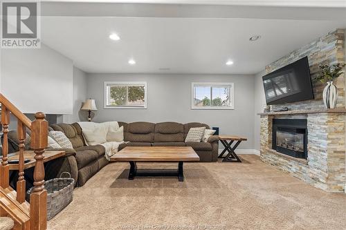 308 Dossenbach Drive, Lasalle, ON - Indoor Photo Showing Living Room With Fireplace