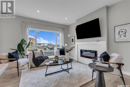 159 Leskiw Lane, Saskatoon, SK - Indoor Photo Showing Living Room With Fireplace