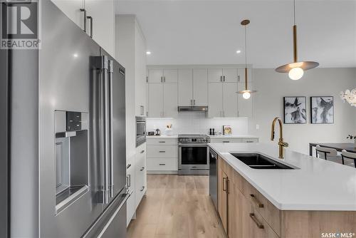 159 Leskiw Lane, Saskatoon, SK - Indoor Photo Showing Kitchen With Stainless Steel Kitchen With Double Sink With Upgraded Kitchen