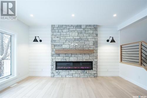 1308 14Th Street E, Saskatoon, SK - Indoor Photo Showing Living Room With Fireplace