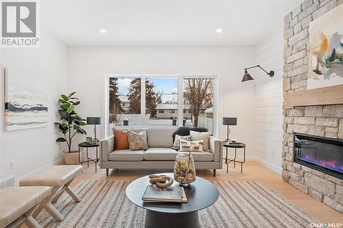 1308 14Th Street E, Saskatoon, SK - Indoor Photo Showing Living Room With Fireplace