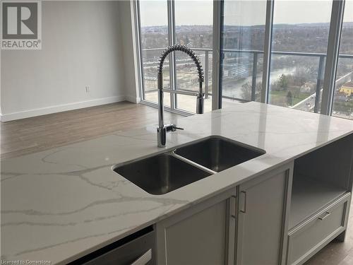 15 Glebe Street Unit# 1813, Cambridge, ON - Indoor Photo Showing Kitchen With Double Sink