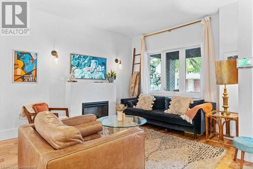 120 Gibson Avenue, Hamilton, ON - Indoor Photo Showing Living Room With Fireplace