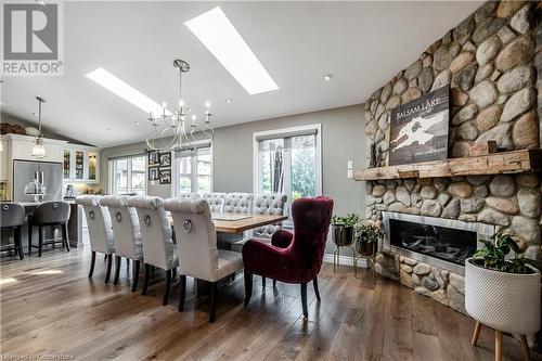 487 Eaglewood Drive, Hamilton, ON - Indoor Photo Showing Dining Room With Fireplace