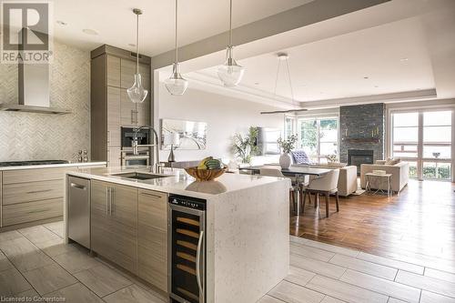 Open Concept Kitchen to Dining to Living Areas. - 147 Mountain Park Avenue, Hamilton, ON - Indoor Photo Showing Kitchen With Upgraded Kitchen