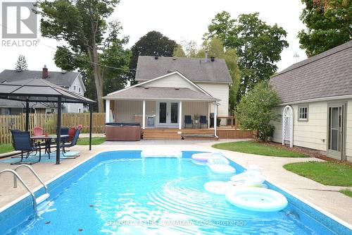 inground pool new liner 2023 - 294 Broadway Street, Tillsonburg, ON - Outdoor With In Ground Pool With Deck Patio Veranda With Backyard