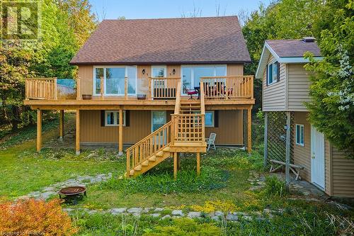 Steps from the main home is the 10ft x10ft 2 level Bunkie for additional guest space. - 139 Ivy Drive, Georgian Bluffs, ON - Outdoor With Deck Patio Veranda