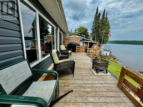 Ranger Lk, Snow Township, ON - Outdoor With Body Of Water With Deck Patio Veranda With Exterior