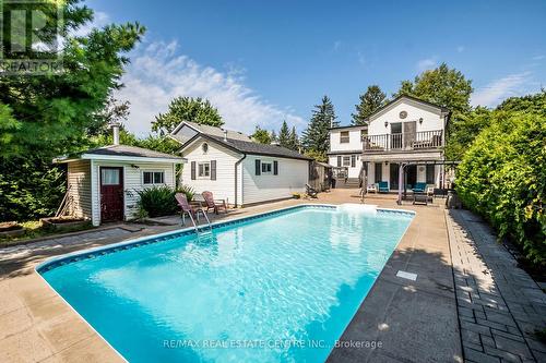 366 George Street, Milton, ON - Outdoor With In Ground Pool With Deck Patio Veranda With Backyard