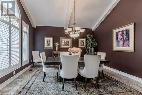 11'9"" vaulted ceiling - 641 Greenwood Drive Unit# 1, Burlington, ON - Indoor Photo Showing Dining Room