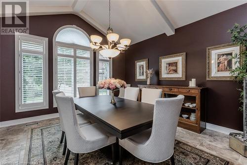 11'9"" vaulted ceiling - 641 Greenwood Drive Unit# 1, Burlington, ON - Indoor Photo Showing Dining Room