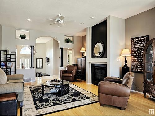 15821 132 St Nw, Edmonton, AB - Indoor Photo Showing Living Room With Fireplace