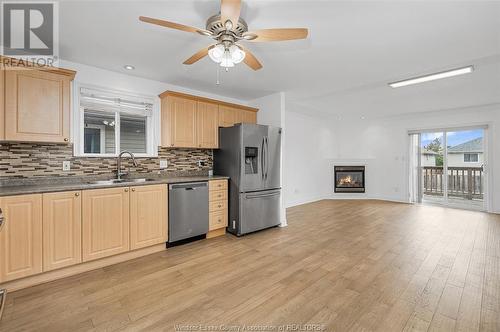 2420 Venetian Avenue, Windsor, ON - Indoor Photo Showing Kitchen With Fireplace With Double Sink