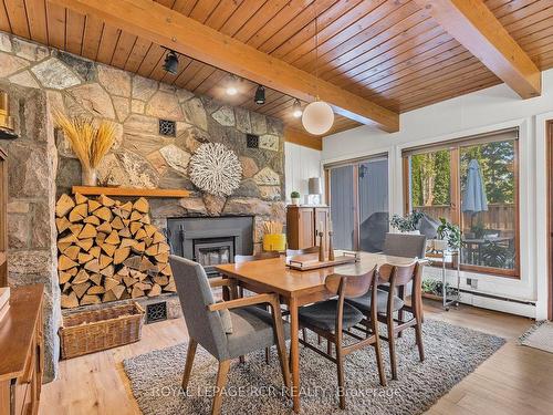 224 Mccrea Dr, Clearview, ON - Indoor Photo Showing Dining Room With Fireplace