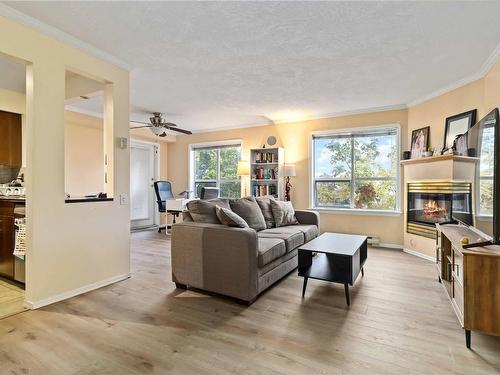 302-832 Fisgard St, Victoria, BC - Indoor Photo Showing Living Room With Fireplace