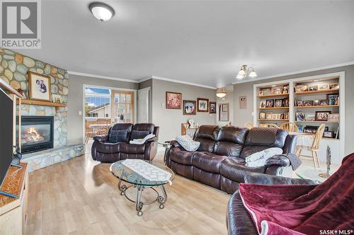 9023 6Th Street, Rosthern, SK - Indoor Photo Showing Living Room With Fireplace