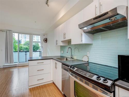 301-1007 Johnson St, Victoria, BC - Indoor Photo Showing Kitchen With Stainless Steel Kitchen With Upgraded Kitchen