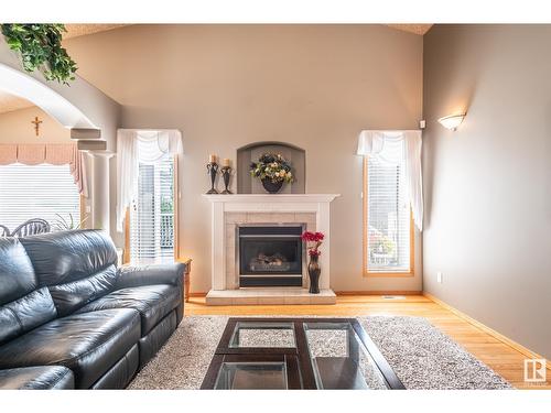 15723 93 St Nw, Edmonton, AB - Indoor Photo Showing Living Room With Fireplace