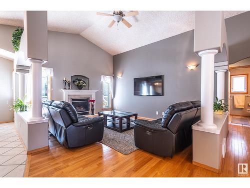 15723 93 St Nw, Edmonton, AB - Indoor Photo Showing Living Room With Fireplace