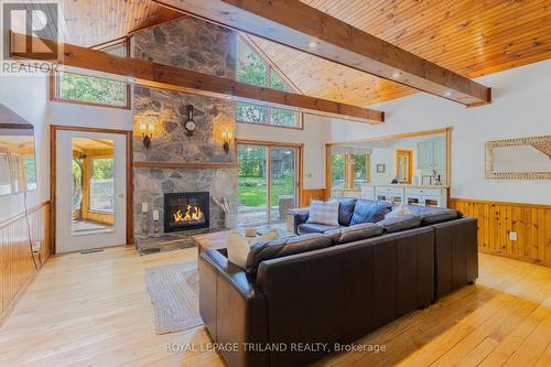 10342 Beach O' Pines Road, Lambton Shores (Grand Bend), ON - Indoor Photo Showing Living Room With Fireplace