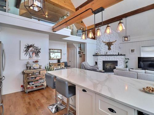 Kitchen - 1908 Ch. Du Village, Saint-Adolphe-D'Howard, QC - Indoor With Fireplace