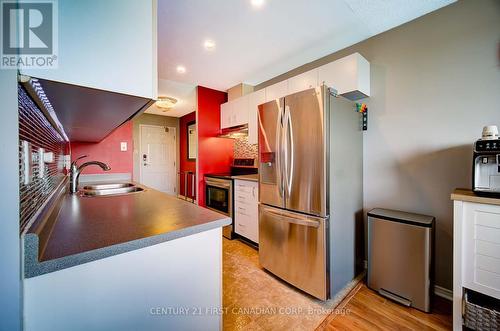 Water Line in Fridge (unique to this unit) - 804 - 76 Base Line Road W, London, ON - Indoor Photo Showing Kitchen With Double Sink