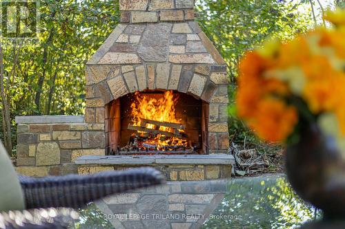 Fantastic outdoor fireplace - 9984 The Trail Trail, Lambton Shores (Grand Bend), ON - Outdoor