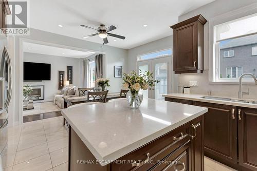 39 Morning Mist Drive, Hamilton, ON - Indoor Photo Showing Kitchen With Fireplace With Double Sink